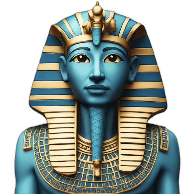 Face of God Ptah statue in blue egypt crown emoji