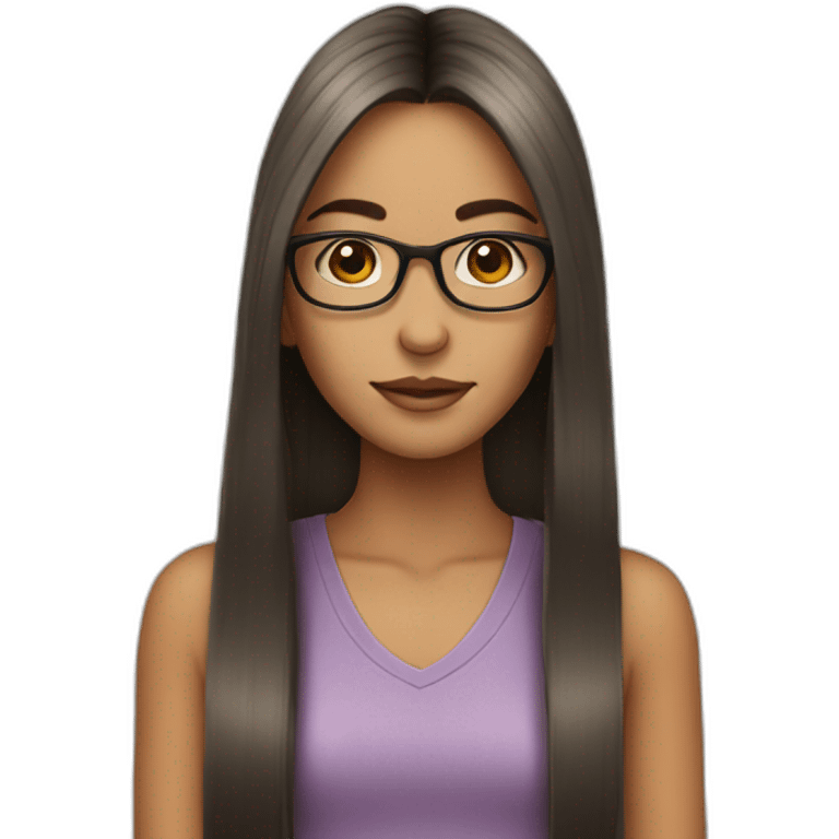 Long straight hair girl with glasses emoji