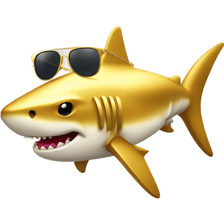 golden shark with chain and sunglasse emoji