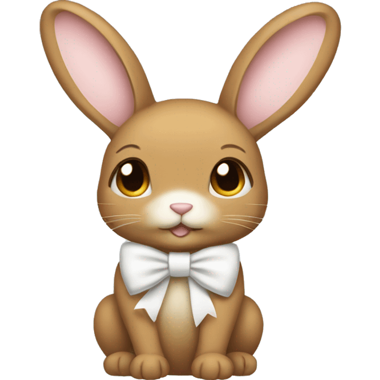 Light brown bunny full body white bow emoji