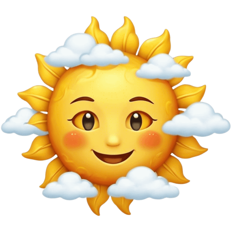 sunny day with a smiling sun and clouds emoji