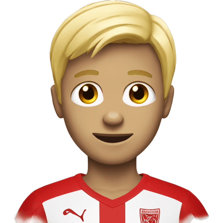 Blonde hair boy soccer player wearing red jersey emoji