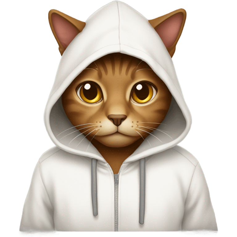 Brown cat wearing a white hoodie  emoji