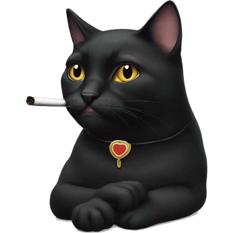 black cat smoking cigarette emoji