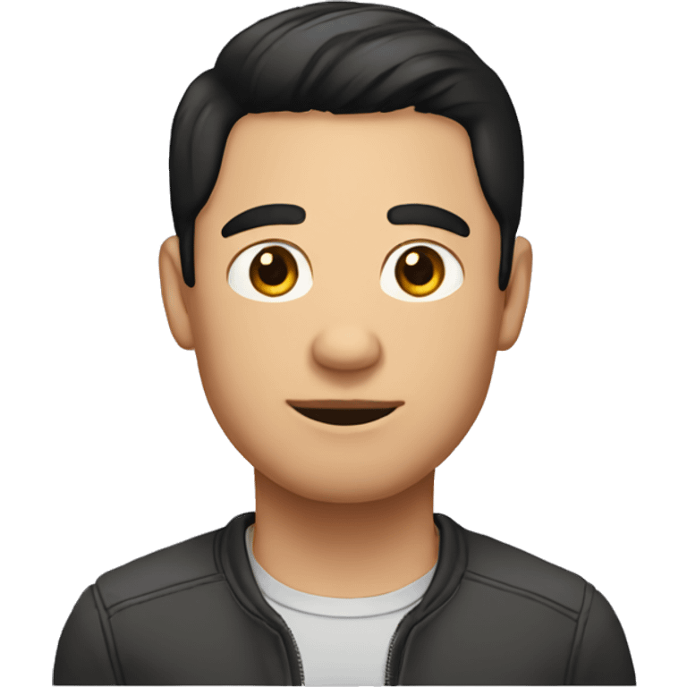 man with round face a short black hair emoji