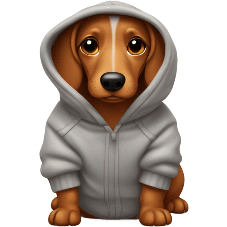 Sausage dog wearing a hoodie emoji