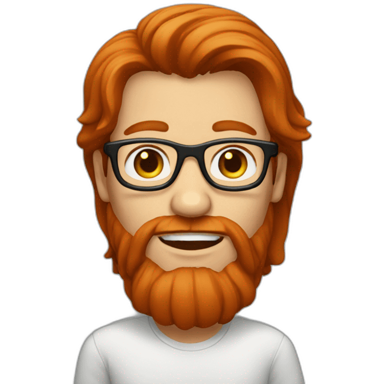 redhead man with long hair and glasses, without beard emoji