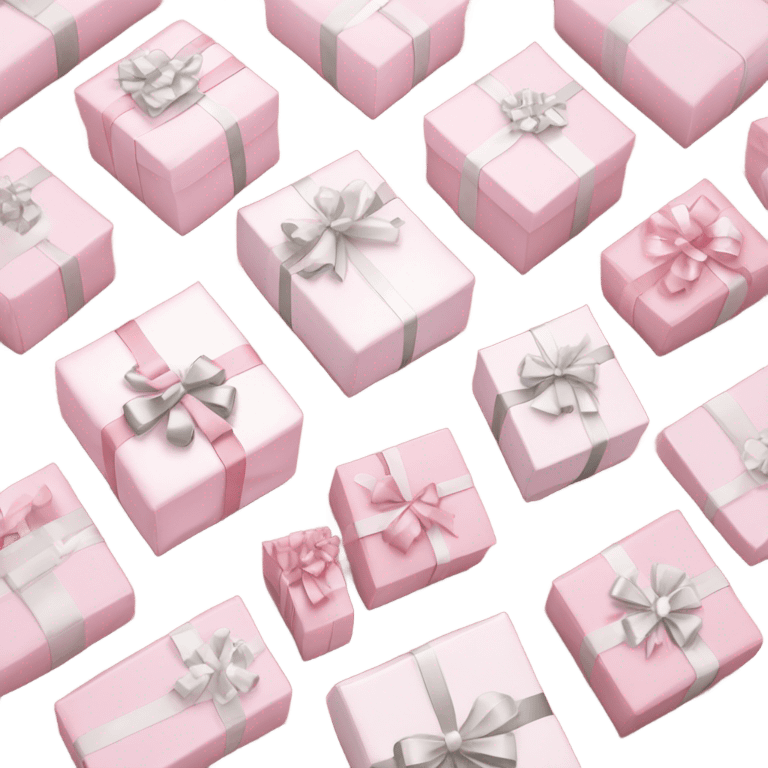 Light pink Christmas gifts under a white Christmas tree  emoji