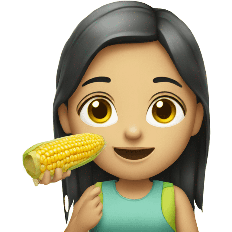 Girl eating corn emoji