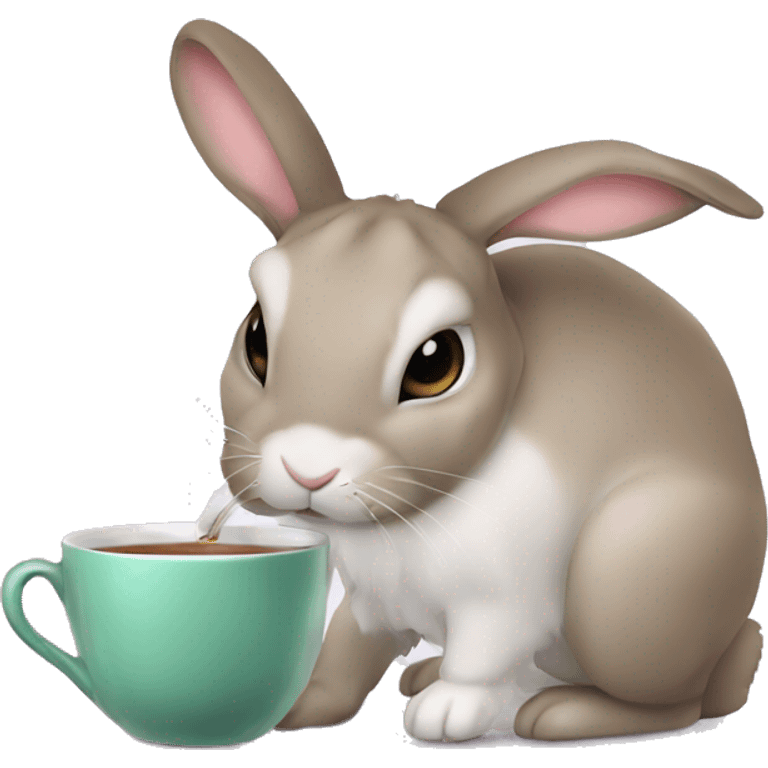 rabbit drinks tea emoji