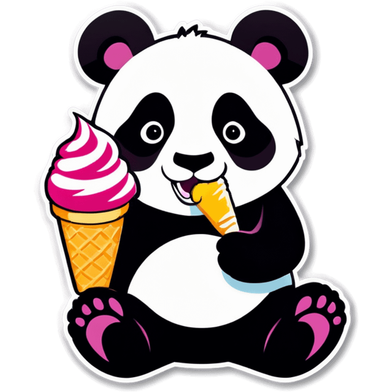 Panda eating ice cream emoji