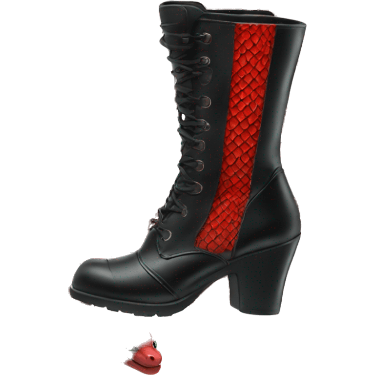 Black heeled boot with a red snake wrapped around it emoji