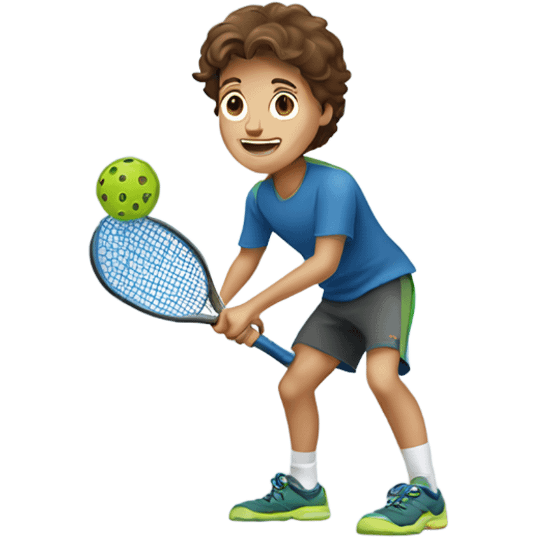 brown haired boy playing pickleball emoji