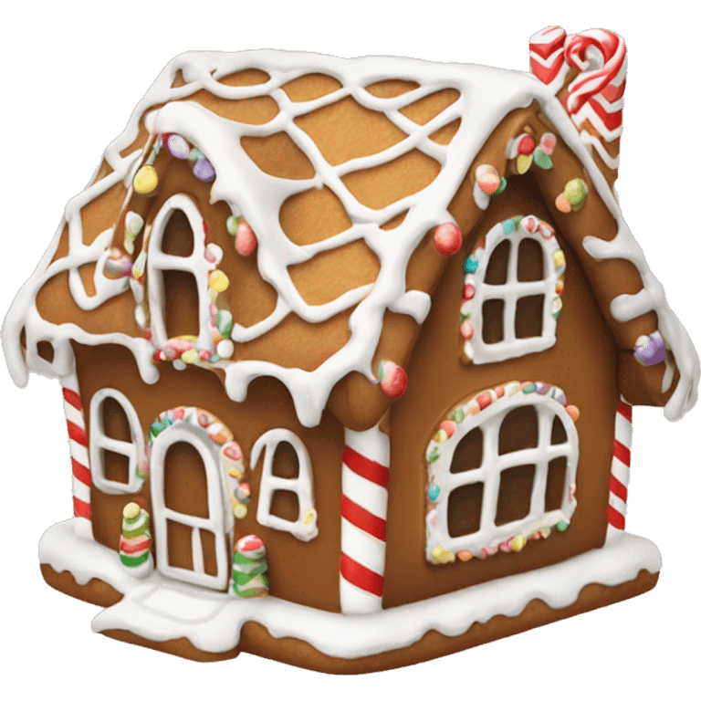 Cute gingerbread house white frosting emoji