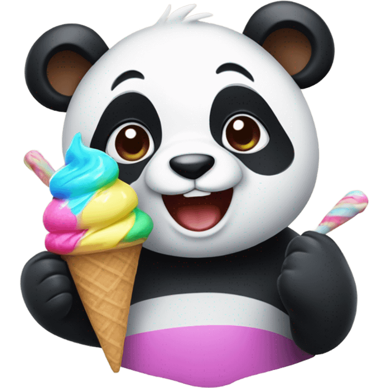 Panda eating ice cream emoji