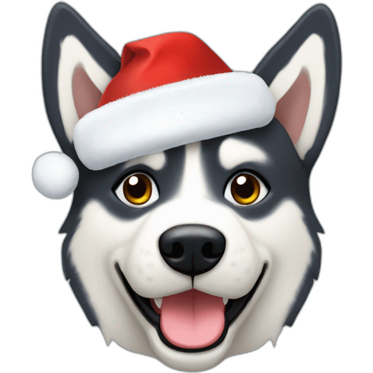 Husky avec un bonnet de père noël  emoji