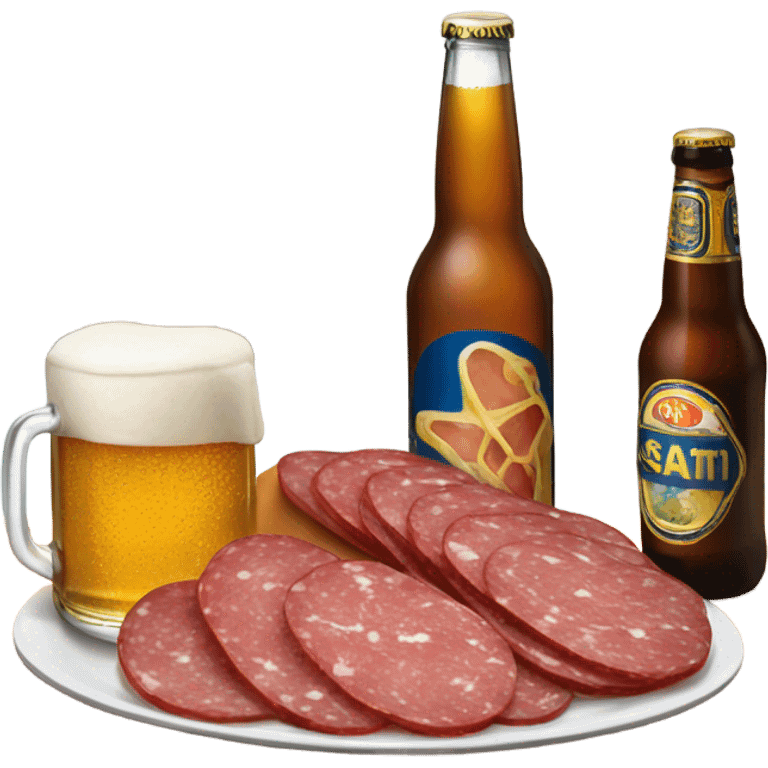 salami table with a beer emoji