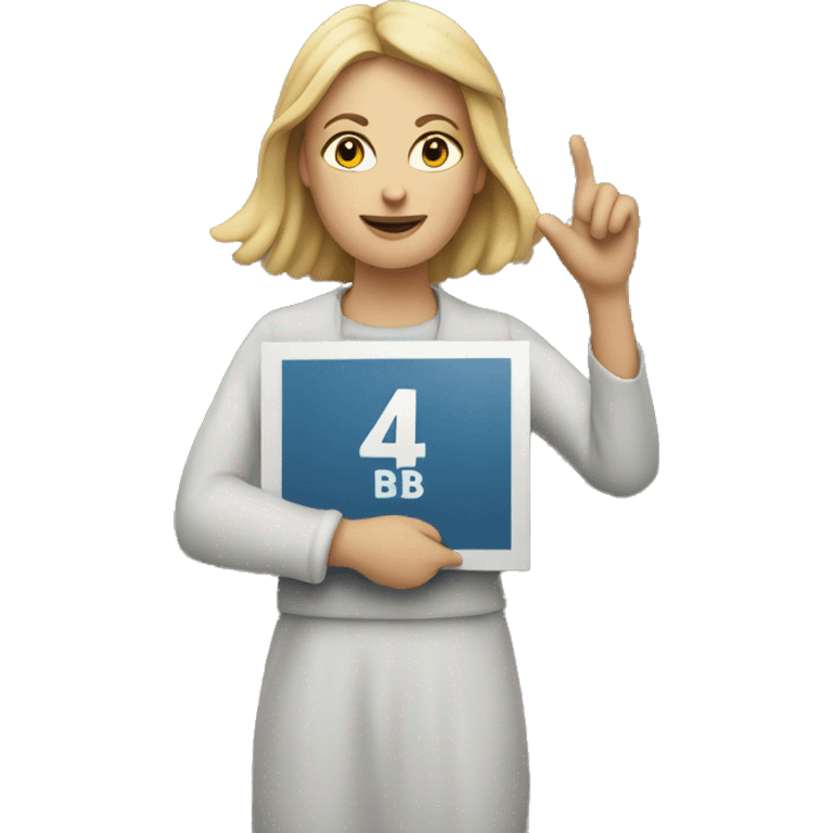 White woman holding 4 B movement sign emoji