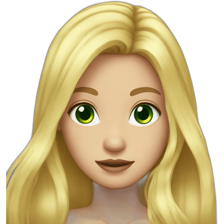 girl blond long hair green eyes emoji