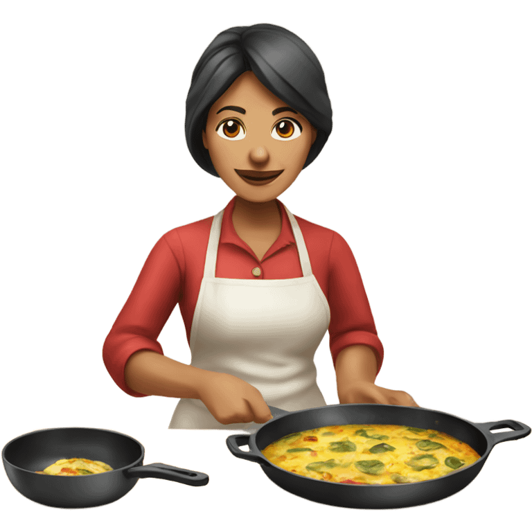 Peruvian woman cooking a frittata emoji