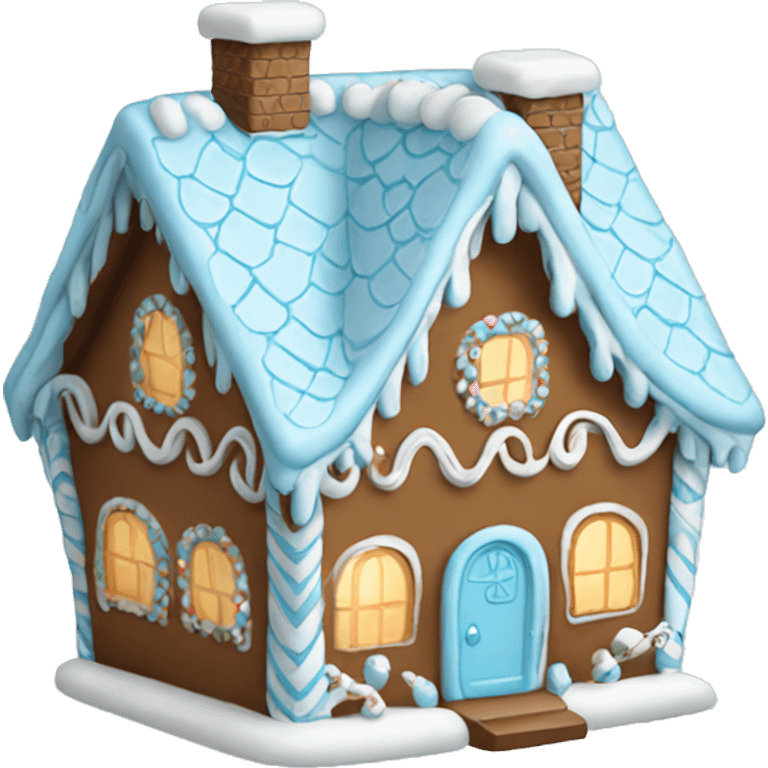 Cosy light blue gingerbread house  emoji