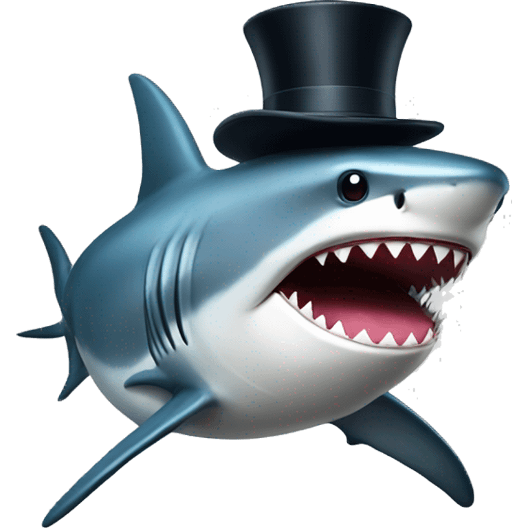 Shark with a top hat emoji