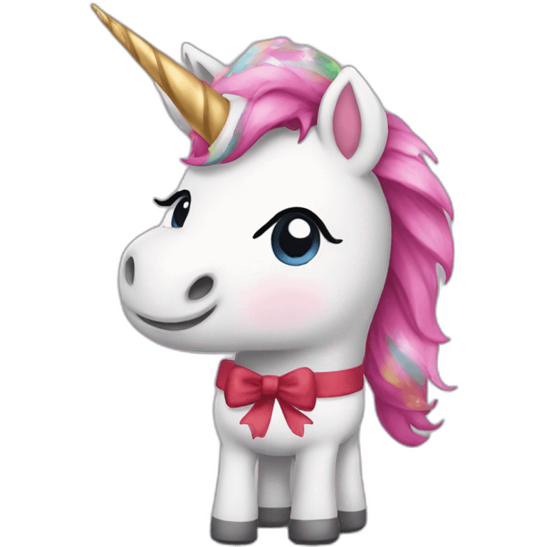 Cute unicorn with Christmas clothes emoji