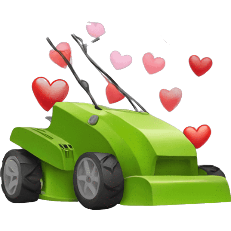 lawn mower with hearts emoji