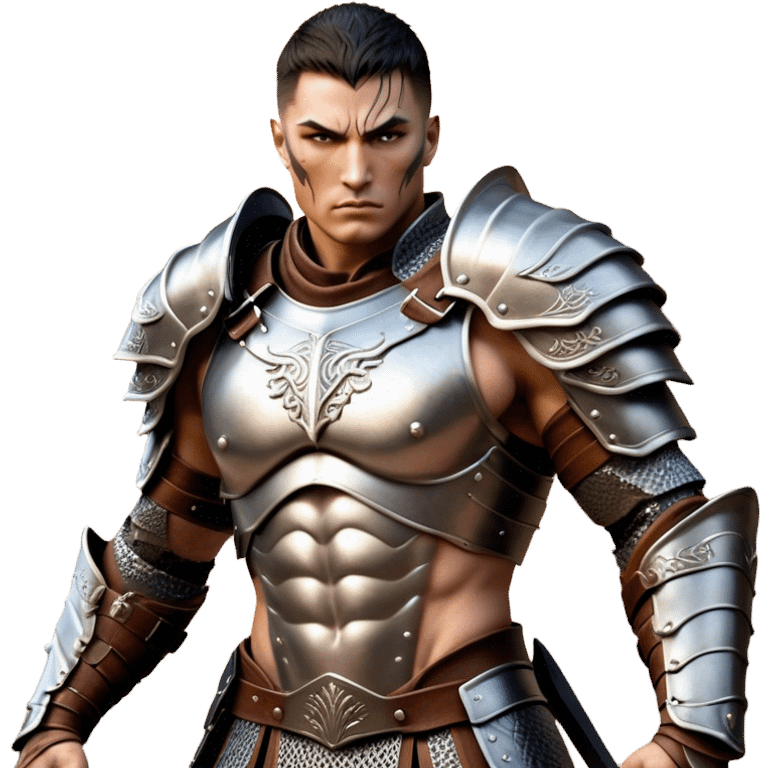 Cinematic Realistic WoW Human Warrior Portrait, captured in a dynamic, battle-ready stance, muscles defined beneath intricately detailed steel armor accented with rich leather. His chiseled visage and determined gaze are rendered with lifelike texture and dynamic natural lighting, high shine, evoking the fierce, relentless spirit of a human warrior in the midst of combat. emoji