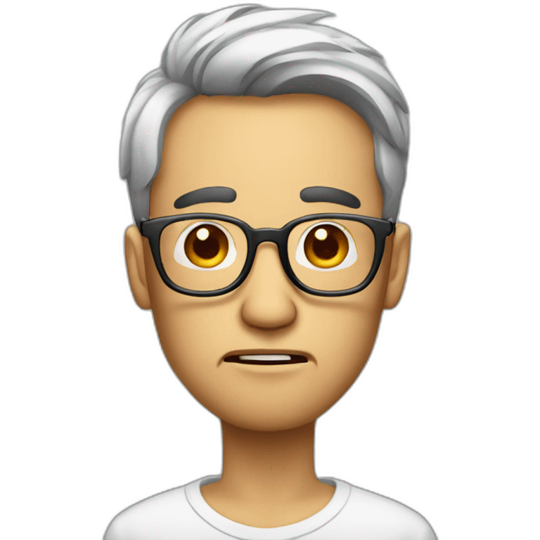 HongKong guy glasses worry face smoking emoji