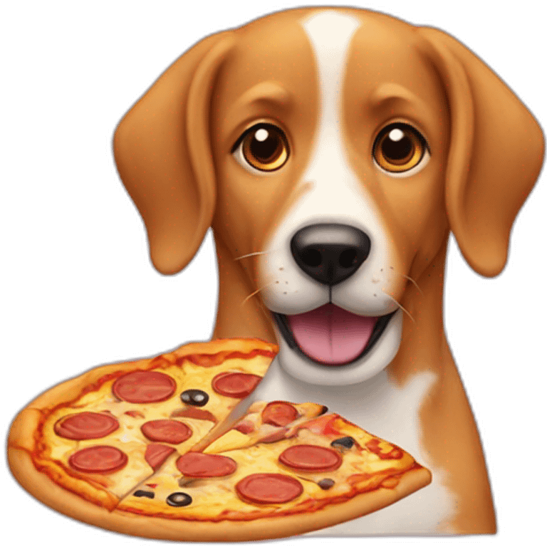 Dog eating pizza emoji