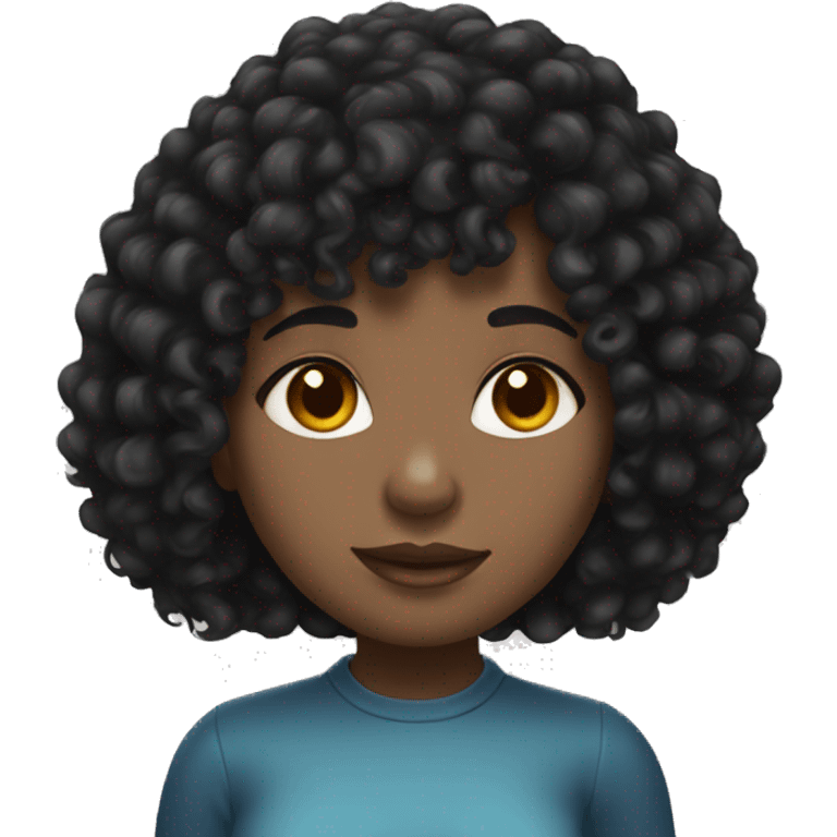 light skin black girl with black curly hair and bangs emoji