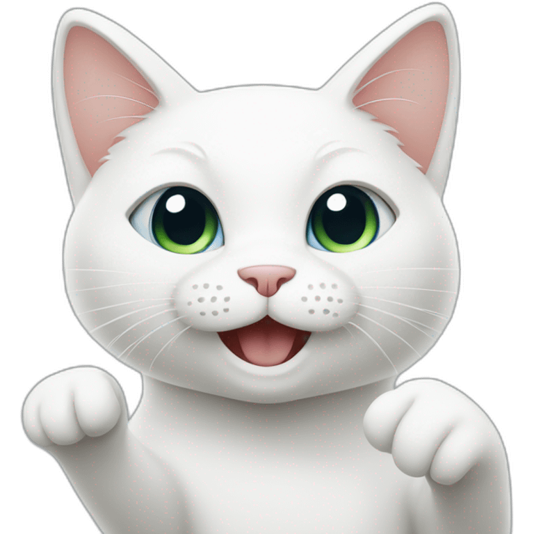 White cat gives a thumbs up emoji