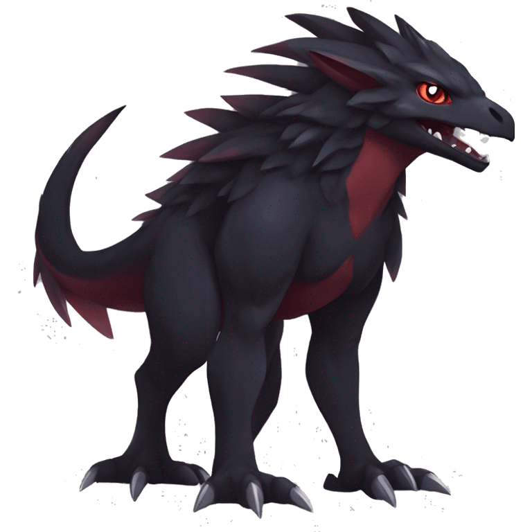 cool edgy black and maroon Dark-type nargacuga Salandite Pokémon full body by LiLaiRa, by Falvie emoji