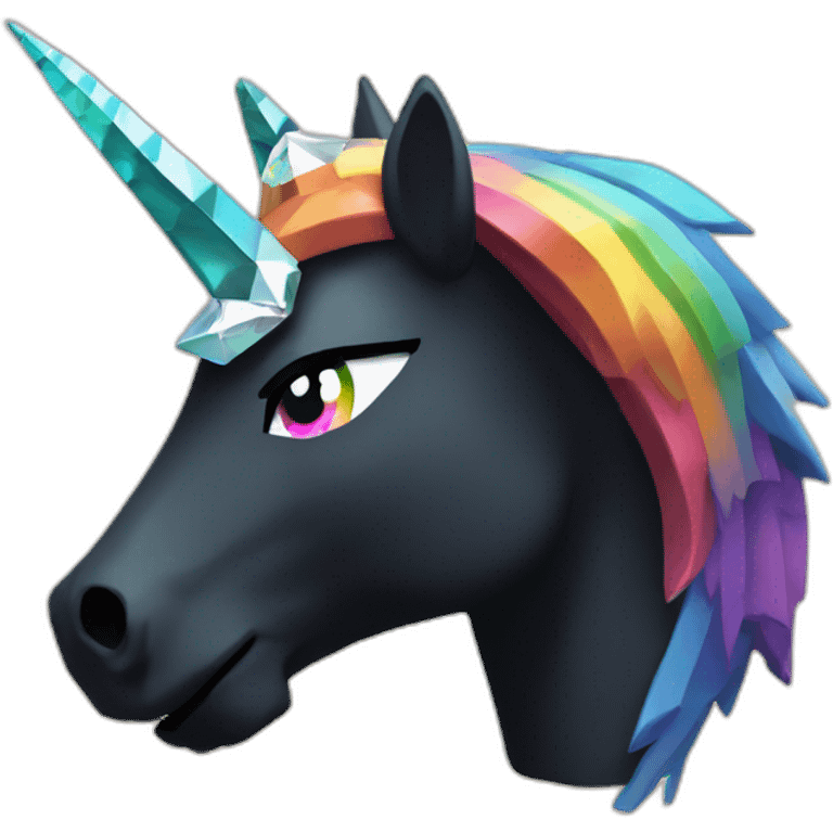 Minecraft Rainbow Black Unicorn Head With Diamond Horn emoji