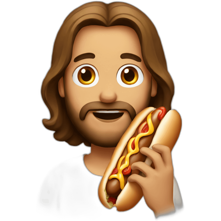 Jesus eating a hotdog emoji