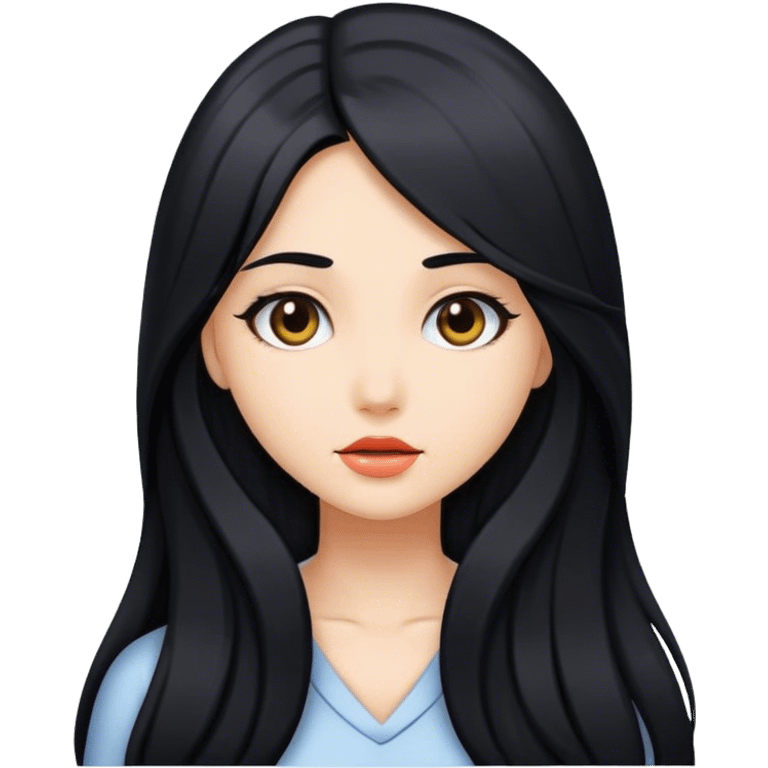 Beautiful girl with long and black hair  emoji