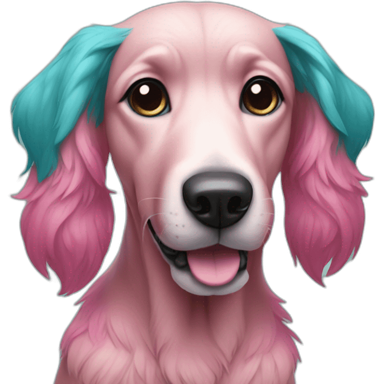 pink and teal dog emoji