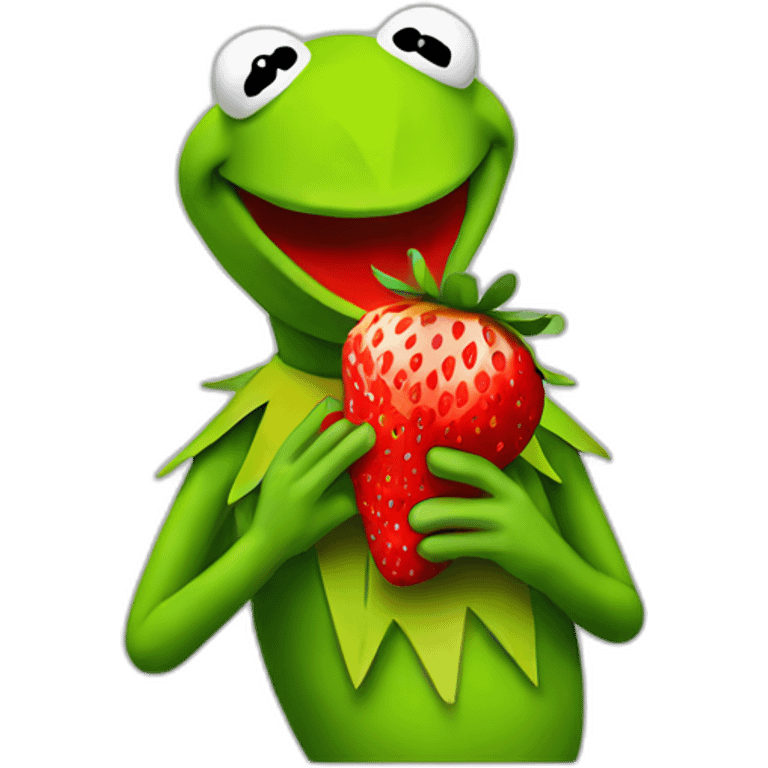 kermit eating strawberry emoji