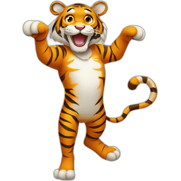 cartoon tiger in tiptoes emoji