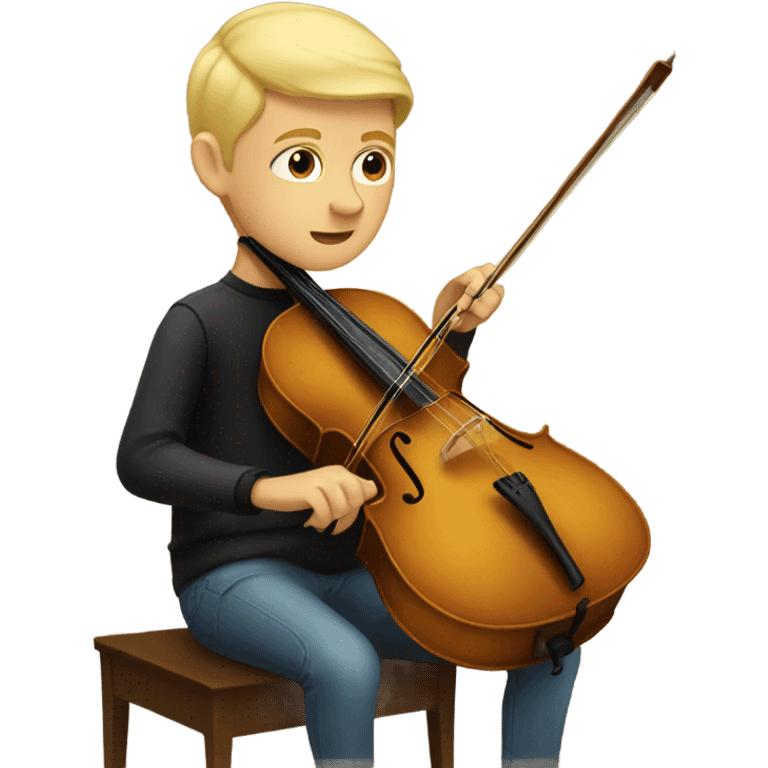 Blonde boy with buzz cut playing cello  emoji