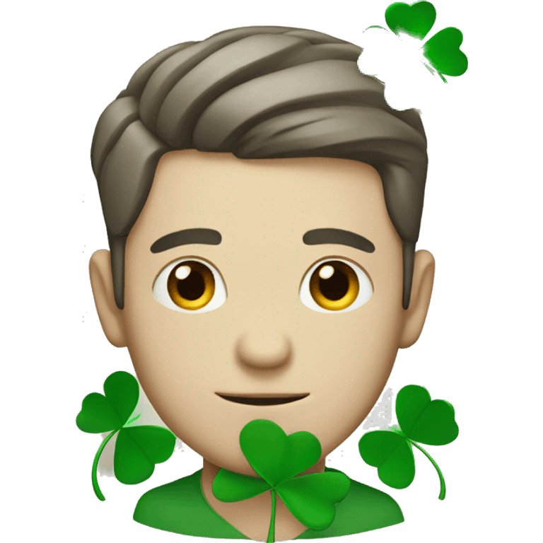 white man with four leaf clover emoji