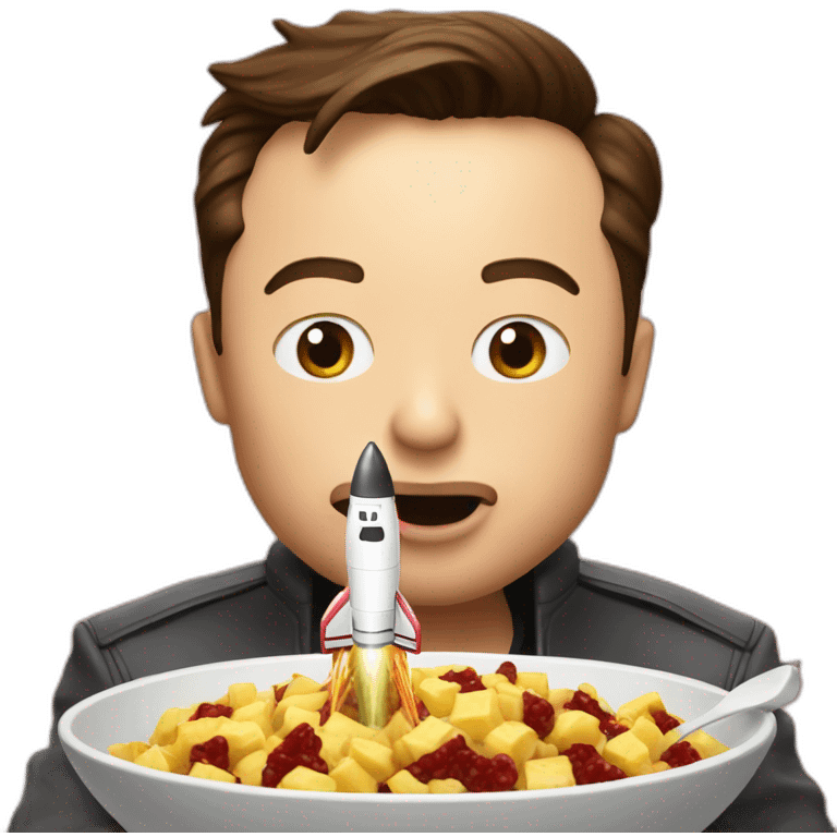 Elon musk eats a small rocket emoji