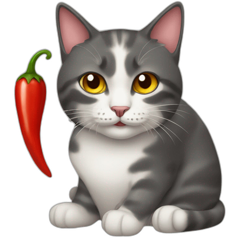 cat with a chili pepper emoji