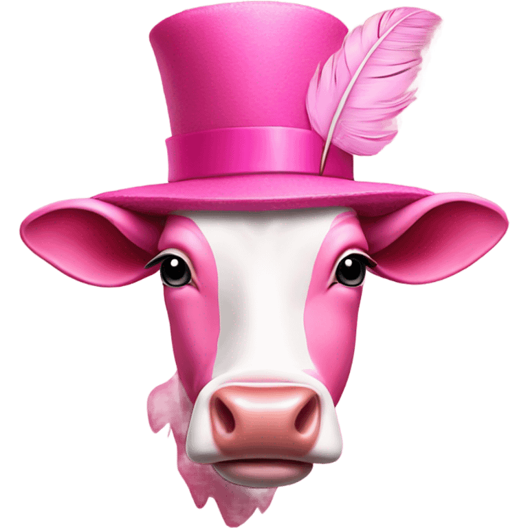 Pink cow in a feather hat emoji