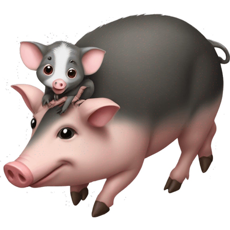 Possum riding a pig emoji