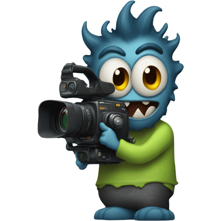 Monster holding a camera emoji