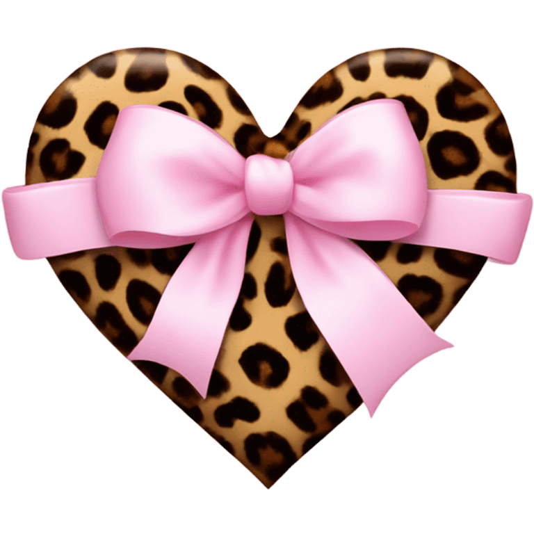 leopard print heart with a very fine light pink bow on the edge  emoji