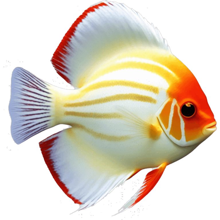 DISCUS SYMPHYSODON white orange red emoji