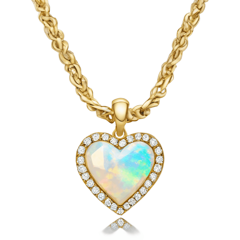 opal Crystal pave heart gold charm  emoji